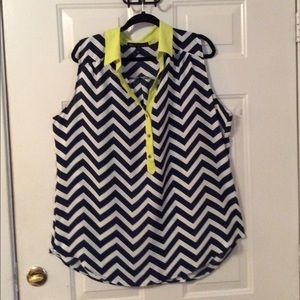 💕HEARTSOUL PLUS SLEEVELESS BLOUSE NAVY/WHITE&LIME